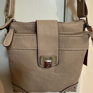 Rosetti Creamy Crossbody Bag with Adjustable Strap and Gold Accents